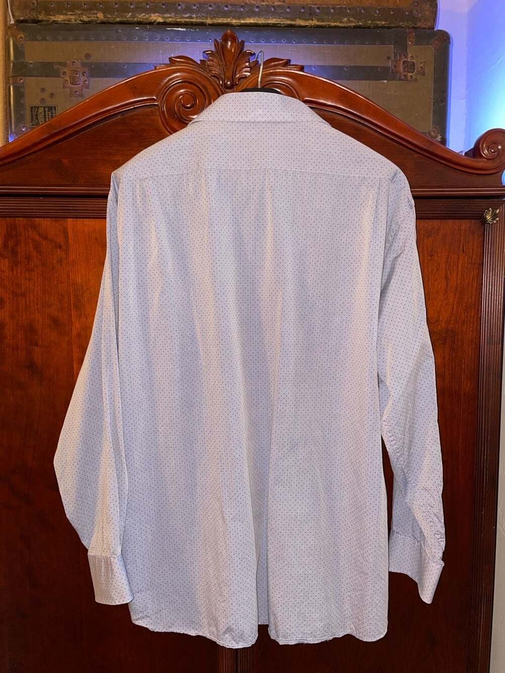 Tommy Hilfiger Men's XL Long Sleeve Button Down Dress Shirt Blue Polka Dot Patte - Picture 5 of 7